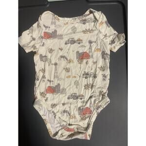Angel Dear 18-24 month Farm Print Bodysuit Bamboo Green